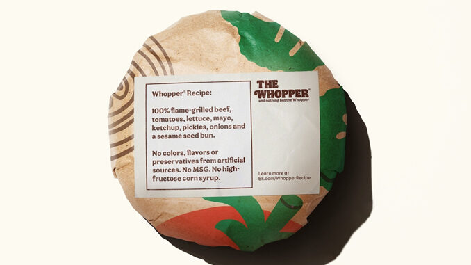 All Whopper Sandwiches Now Feature No Colors, Flavors, Or Preservatives From Artificial Sources