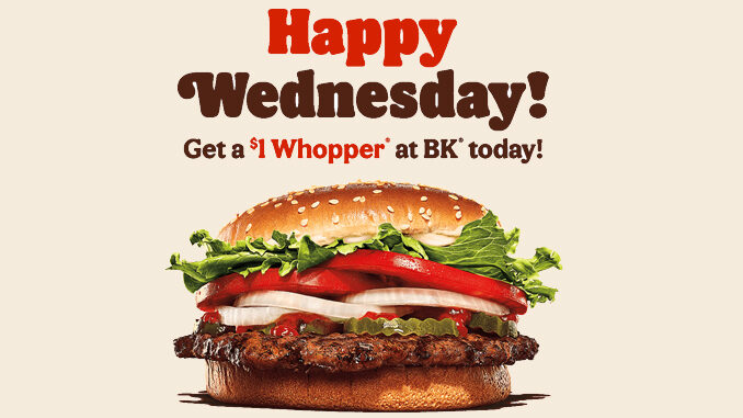 Burger King Offers $1 Whopper Deal In The App On October 21, 2020