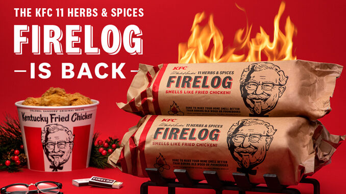 KFC Welcomes Back Fried Chicken-Scented Fire Logs For The 2020 Holiday Season