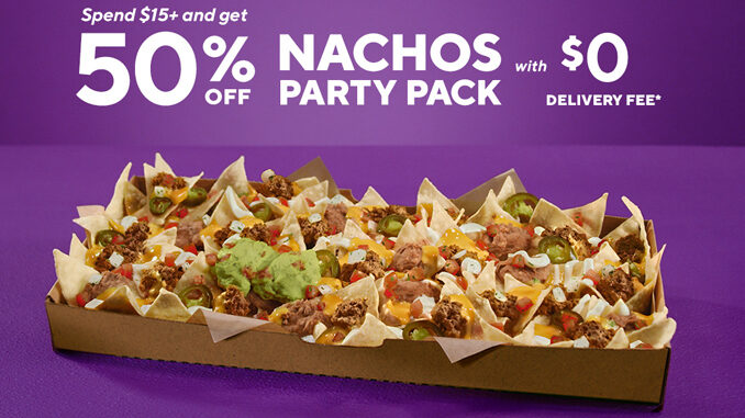 Taco Bell Offers 50% Off One Nachos Party Pack Via DoorDash On Orders Over $15 From October 15-24, 2020