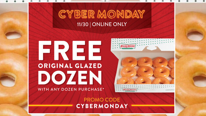 Buy Any Dozen Online, Get A Free Original Glazed Dozen At Krispy Kreme On Monday, November 30, 2020