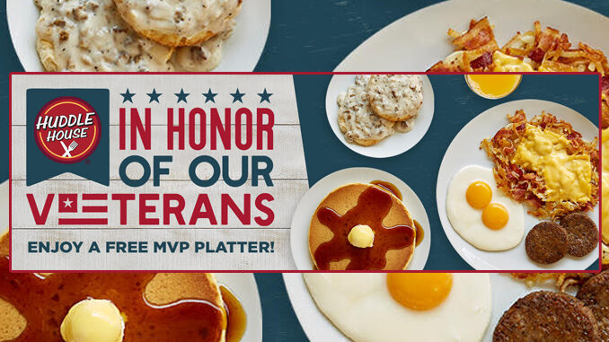 Free MVP Breakfast Platter For All Veterans And Active Military At Huddle House On November 11, 2020
