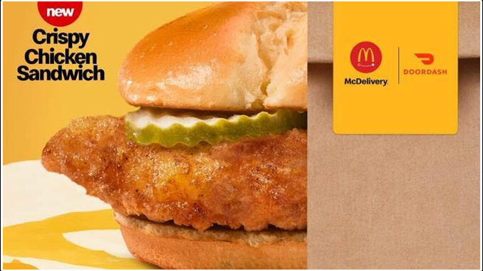 McDonald’s Offers Free Crispy Chicken Sandwich Via DoorDash On Orders Of $15 Or More From March 1 Through March 7, 2021