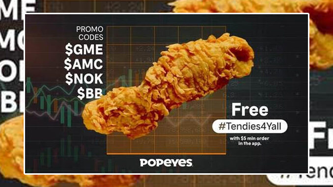 Popeyes Offers Free Chicken ‘Tendies’ With $5 Minimum App Purchase Through February 2, 2021