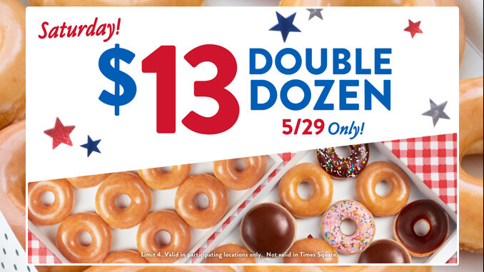 Krispy Kreme Offer $13 Double Dozen Deal On May 29, 2021