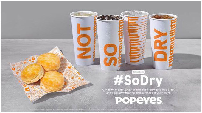 Popeyes Offers Free Biscuit And Drink With Any Online Purchase Of $5 Or More On May 14, 2021