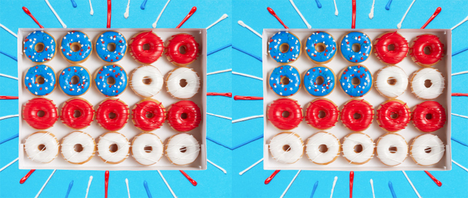 Fourth of  July mini flag doughnuts