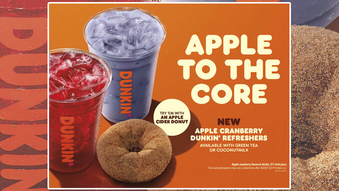 Dunkin’ Reveals 2 New Apple Cranberry Dunkin’ Refreshers Alongside Returning Apple Cider Donut