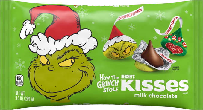 Hershey’s Kisses Milk Chocolates with Grinch Foils