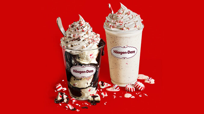 Häagen-Dazs Shoppes Now Offering Peppermint Bark Ice Cream Sundaes, Shakes And Cones