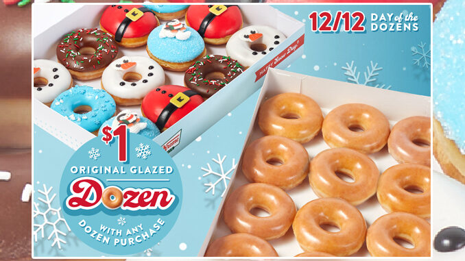 Buy Any Dozen, Get A Dozen Original Glazed Doughnuts For $1 At Krispy Kreme On December 12, 2021