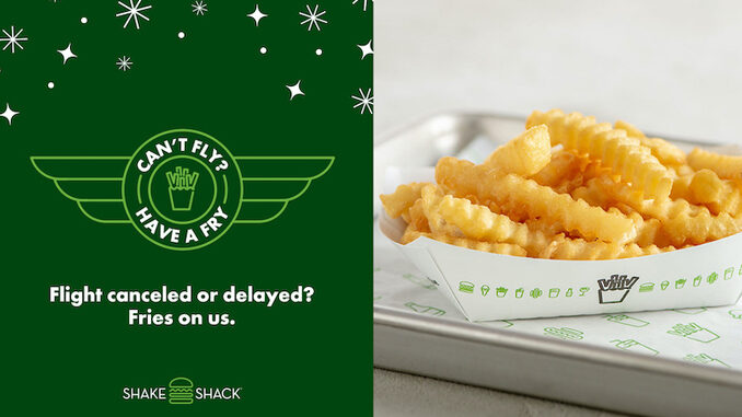 Shake Shack Offers Free Fries If Your Flight Is Delayed From December 22-24, 2021