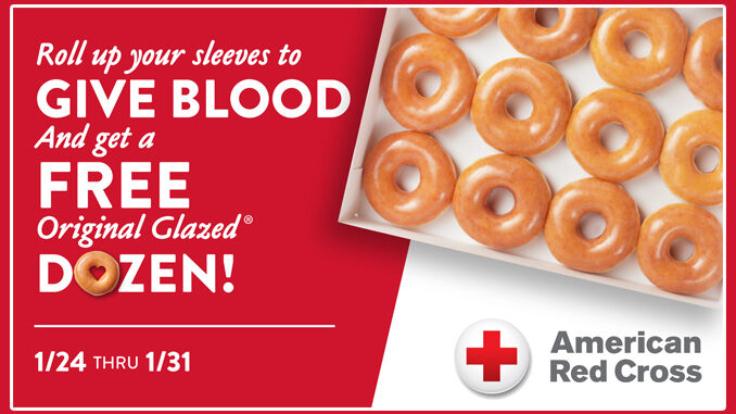 Krispy Kreme Offers Free Original Glazed Dozen To Everyone Who Donates Blood Through January 31, 2022