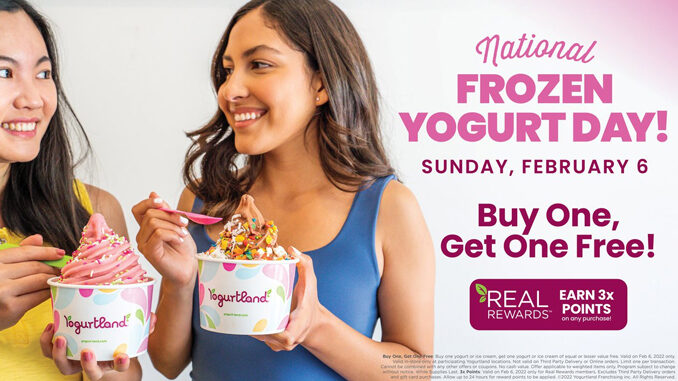 Buy One, Get One Free Frozen Yogurt At Yogurtland On February 6, 2022