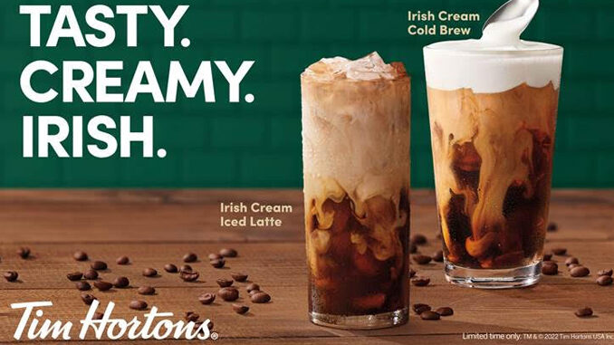 Tim Hortons Debuts New Irish Cream Iced Latte Alongside Irish Cream Cold Brew