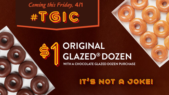 Krispy Kreme Offers $1 Original Glazed Dozen With A Chocolate Glazed Dozen Purchase On April 1, 2022