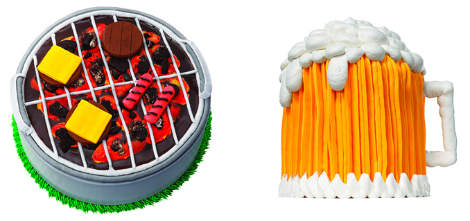 Grillmaster Cake and The Cold One Cake 