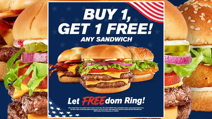 Buy One, Get One Free Sandwich At Checkers And Rally’s Through July 6, 2022
