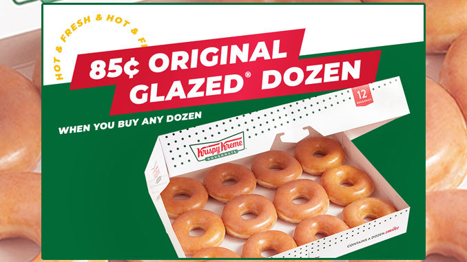 Krispy Kreme Offering An Original Glazed Dozen For 85 Cents With The Purchase Of Any Dozen At Regular Price On July 15, 2022