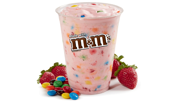 Strawberry Piñata Shake made with M&M’s Candies