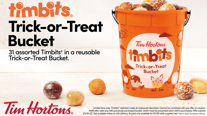 Tim Hortons Introduces New Trick-Or-Treat Bucket Filled With 31 Timbits
