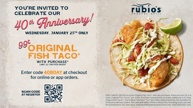 Rubio’s Offers 99-Cent Original Fish Tacos On January 25, 2023