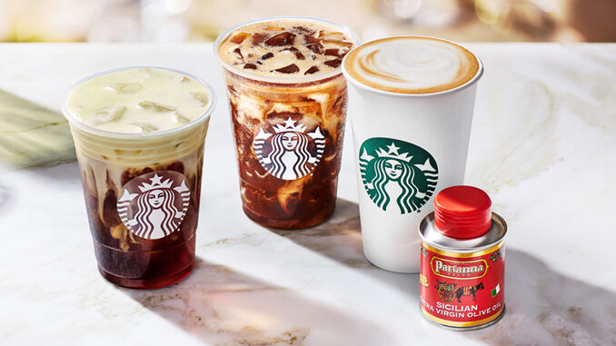 Starbucks Is Infusing Arabica Coffee With Partanna Extra Virgin Olive Oil For Their New Oleato Coffee Ritual