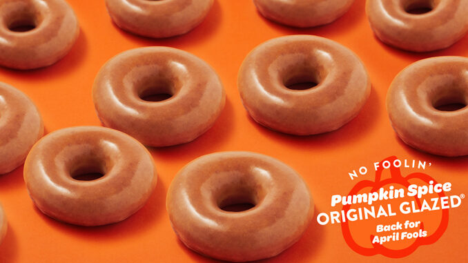 Krispy Kreme Is Bringing Back Pumpkin Spice Original Glazed Doughnuts For Two Days Only On April 1 And April 2, 2023