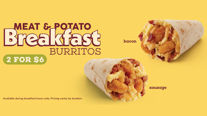 Taco John’s Offers 2 Meat & Potato Breakfast Burritos For $6 Through April 26, 2023