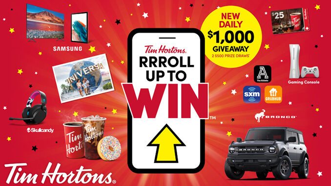 Tim Hortons Welcomes Back Roll Up To Win Event With New Daily $1,000 Giveaway