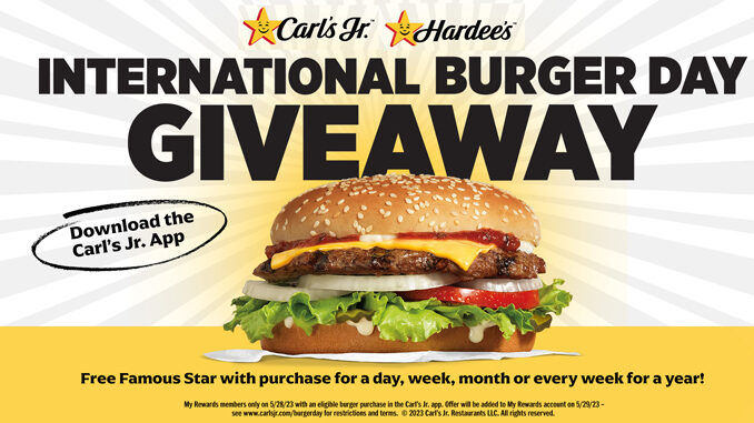 Carl's Jr. And Hardee's Offers Buy One Burger, Get A Free Famous Star Mystery Deal On May 28, 2023