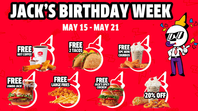 Jack In The Box Birthday Week Deals From May 15 Through May 21, 2023