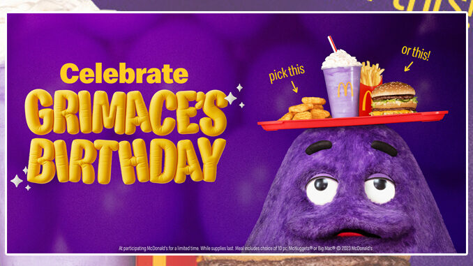 McDonald's Announces Debut Of New Grimace Birthday Meal And Shake Starting June 12, 2023