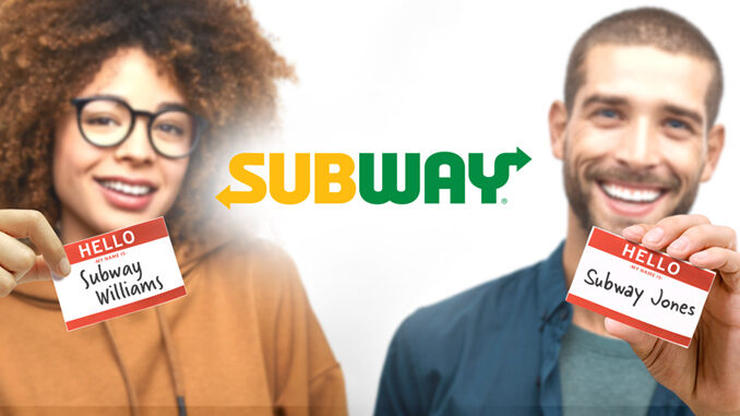 Commit To Legally Changing Your Name To Subway For A Chance To Win Free Subs For Life