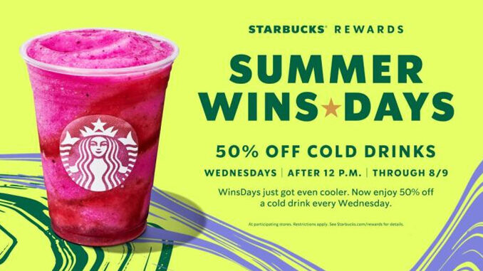Starbucks Offers Rewards Members 50% Off Cold Drinks Every Wednesday Through August 9, 2023