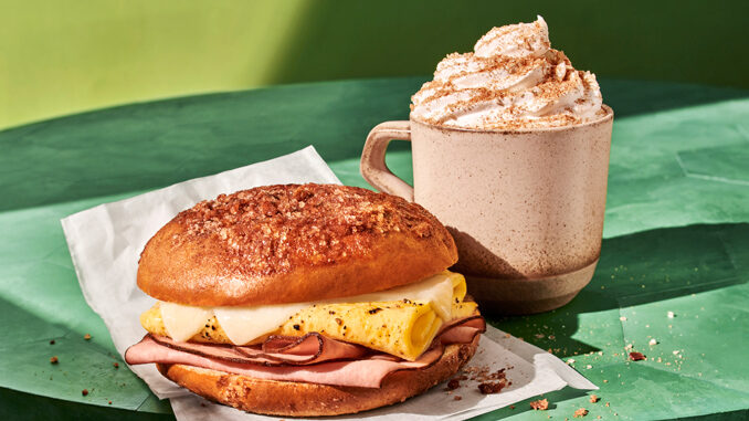Panera Launches New Ham, Egg & Cheese On A Cinnamon Crunch Bagel Alongside Cinnamon Crunch Latte And More For Fall 2023