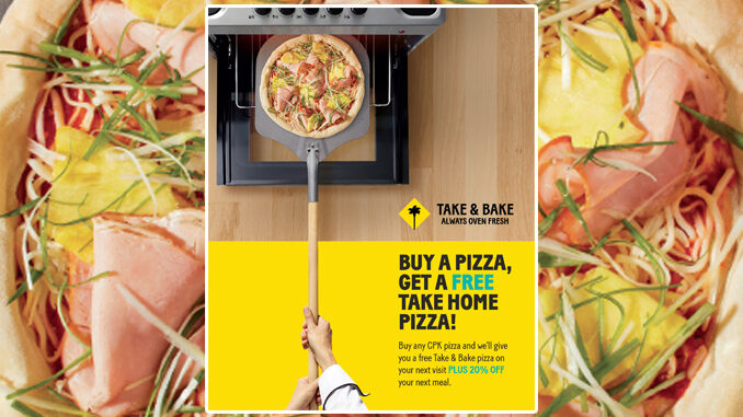 California Pizza Kitchen Offers Free Take & Bake Pizza With The Purchase Of A Dine-In Pizza From October 3-31, 2023