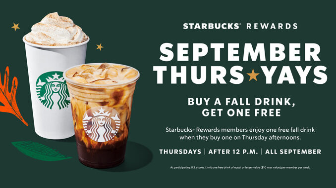 Starbucks Offers Buy One Fall Drink, Get One Free Every Thursday In The App Through September 28, 2023