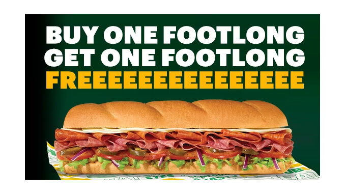 Subway Offers Buy Any Footlong, Get One Free In The App Or Online Through September 7, 2023
