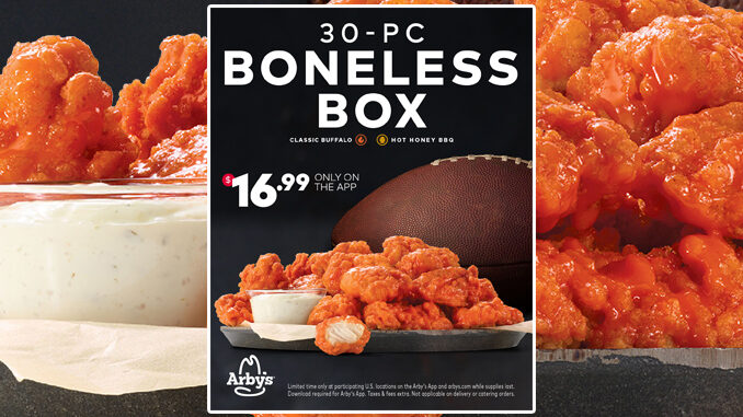 Arby’s Offers 30 Boneless Wings For $16.99 Through October 22, 2023