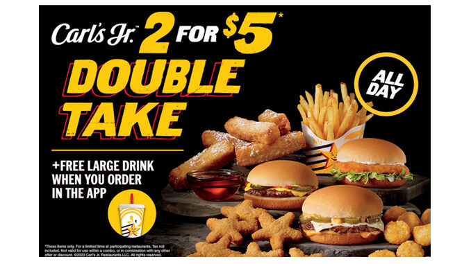 Carl’s Jr. Adds New 2 For $5 Double Take App Deal