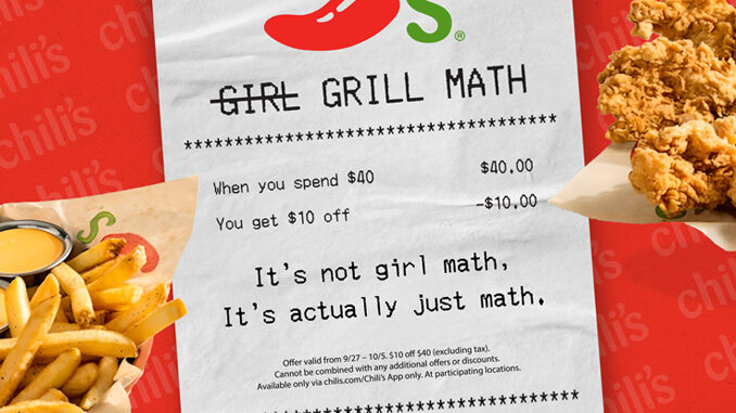 Chili’s Offers ‘Girl Math’ Discount Through October 5, 2023