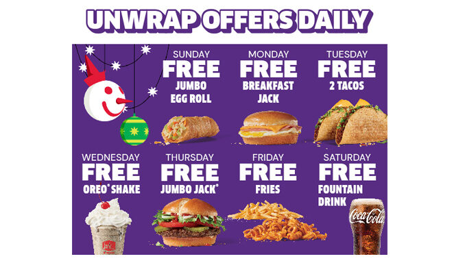 24 Days Of Free Food At Jack In The Box Starting December 1, 2023