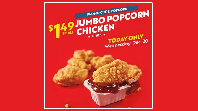 Sonic Offers $1.49 Small Jumbo Popcorn Chicken Deal On December 20, 2023