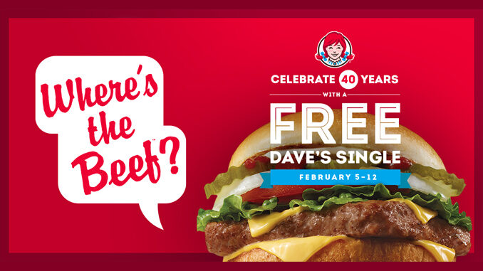 Free Dave’s Single With Any Purchase In The Wendy’s App From February 5 Through February 12, 2024