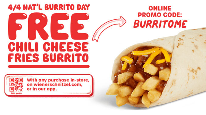 Wienerschnitzel Offers Free Chili Cheese Fries Burrito With Any Purchase On April 4, 2024